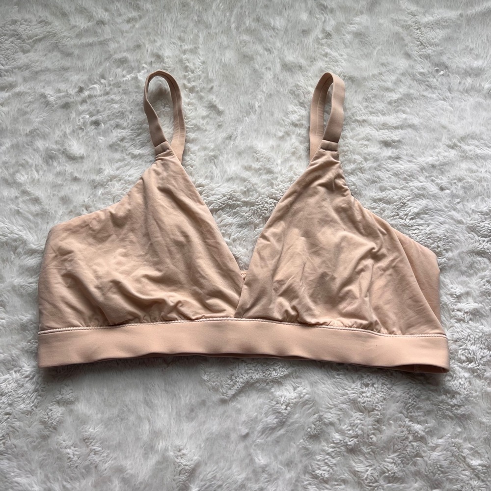 Skims Cotton Triangle Bralette Sand Nude Wireless Adjustable Straps Size 3X NWOT